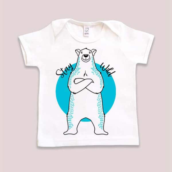 t-shirt bambino bianca con stampa orso