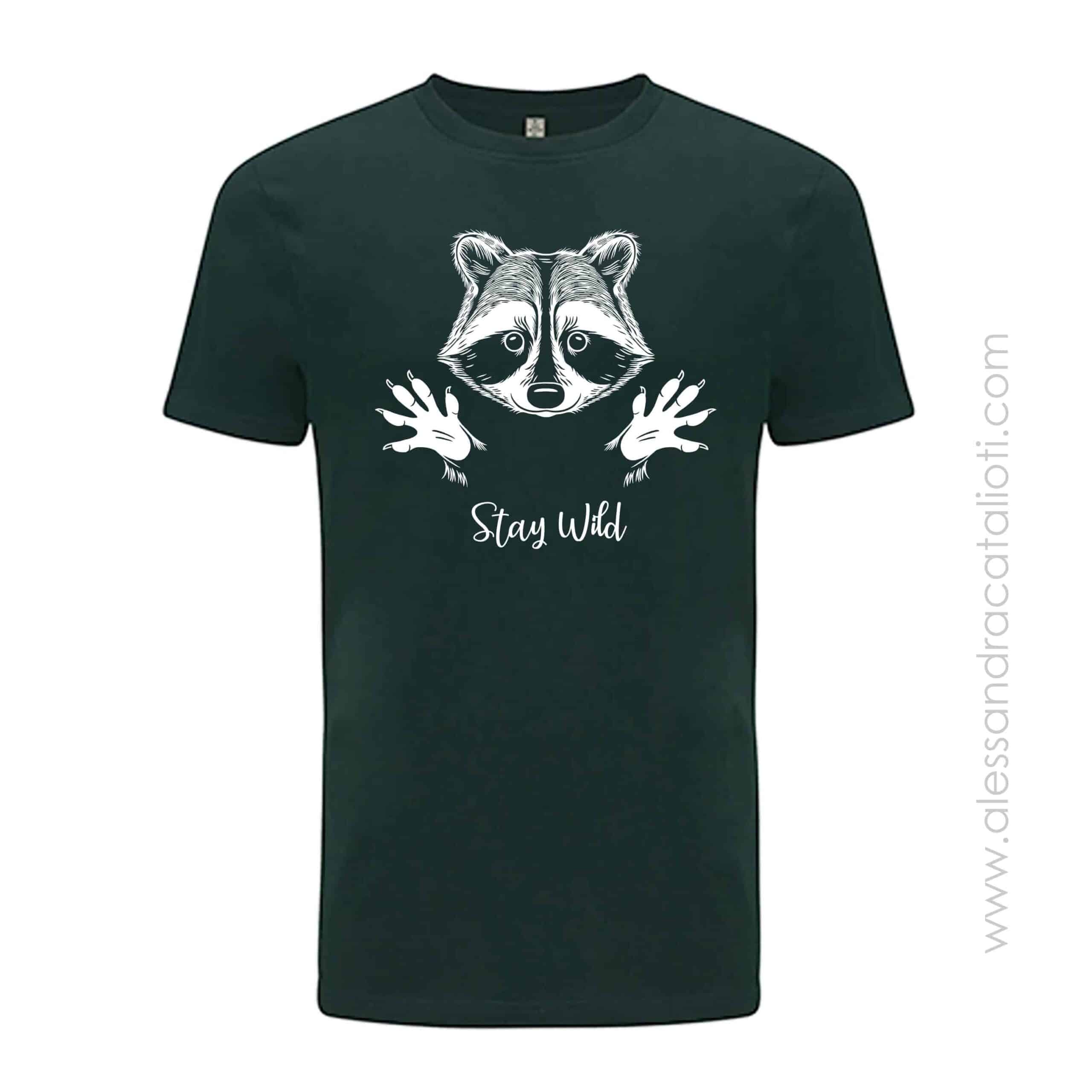 Vegan t-shirt unisex raccoon - made from 100% recycled material