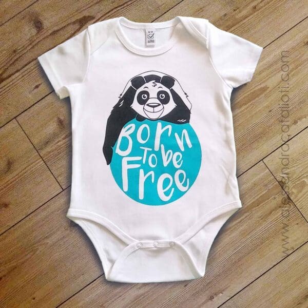 onesie baby color white with print panda