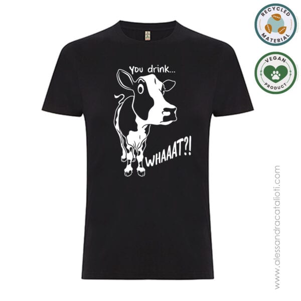 vegan t-shirt color nero con stampa Mucca