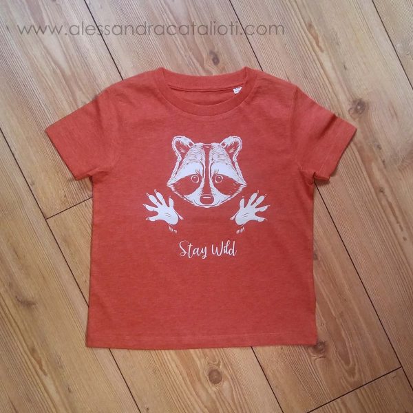 T-shirt bambino stampa orsetto lavatore colore rosso