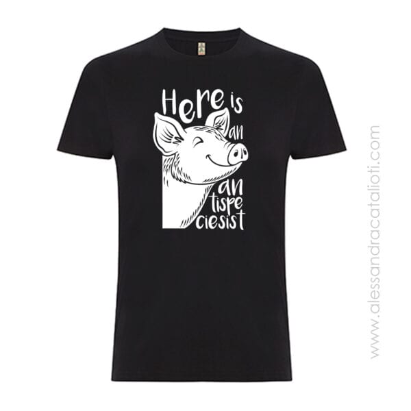 vegan t-shirt color nero con stampa Maialino