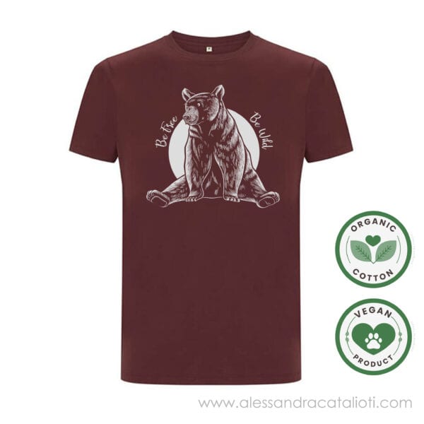 T-shirt-vegan-unisex-cotone-biologico-con-stampa-orso